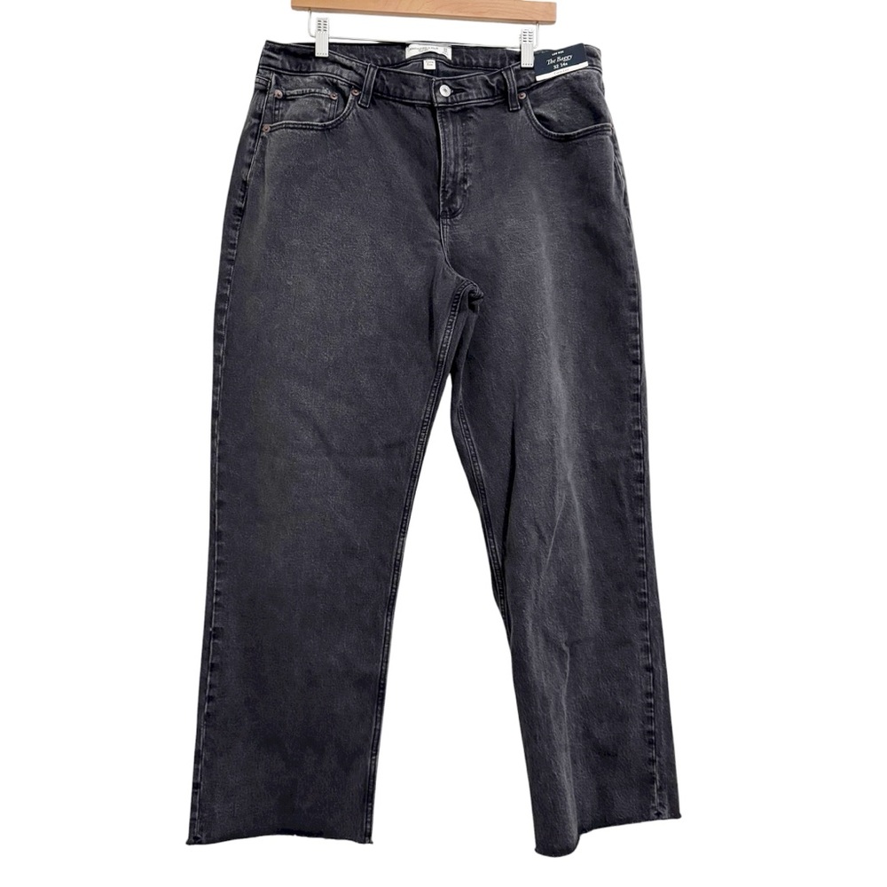 Abercrombie & Fitch The Baggy Low Rise Curve Love Black Jeans NWT Size 32 - Picture 2 of 11